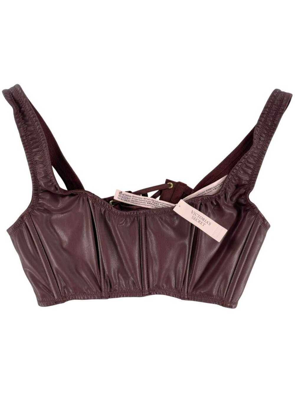Victorias Secret Burgundy Corset Top Lace-Up Back & Adjustable Straps Size S NEW